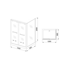 Душевой уголок без поддона 120х90 см Royal Bath RB-L-2011-1200-9L прозрачное