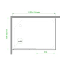 Душевой уголок без поддона 120х90 см Royal Bath RB9012B-L прозрачное