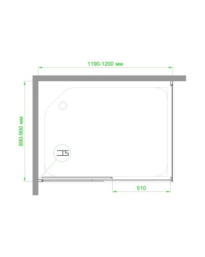 Душевой уголок без поддона 120х90 см Royal Bath RB9012B-L прозрачное