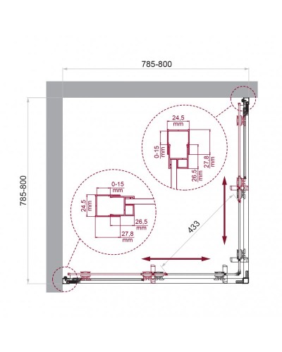 Душевой уголок BelBagno LUCE-A-2-80-C-Cr