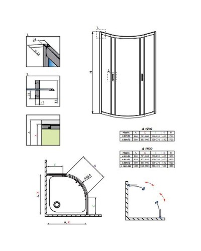 Душевой уголок Radaway Premium Plus A 1900 80x80 30413-01-01N профиль Хром стекло прозрачное