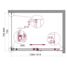 Душевой уголок 140x80 см BelBagno ACQUA-AH-1-140/80-C-Cr прозрачное