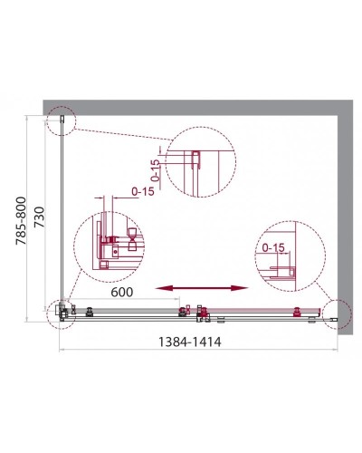 Душевой уголок 140x80 см BelBagno ACQUA-AH-1-140/80-C-Cr прозрачное