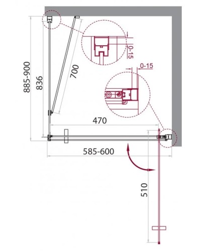 Душевой уголок 60x90 см BelBagno MARMI-AH-1-60/90-C-Cr прозрачное