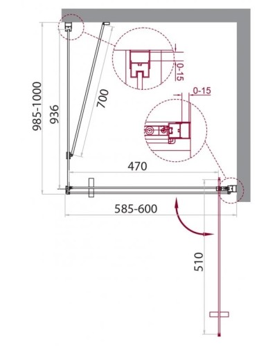 Душевой уголок 60x100 см BelBagno MARMI-AH-1-60/100-C-Cr прозрачное