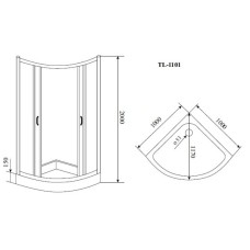 Душевой уголок с поддоном 100x100 см Timo TL-1101 R прозрачное с рисунком