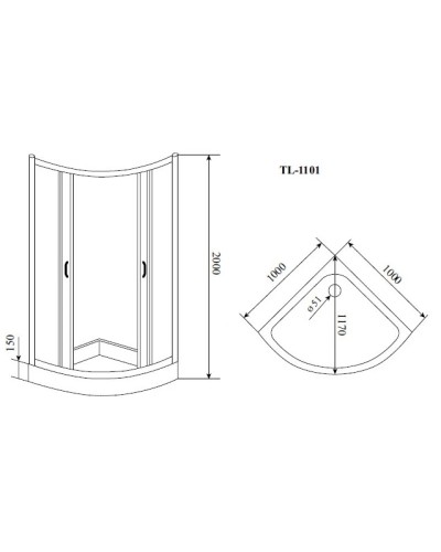 Душевой уголок с поддоном 100x100 см Timo TL-1101 R прозрачное с рисунком