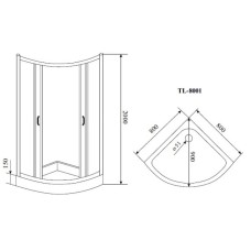 Душевой уголок с поддоном 80x80 см Timo TL-8001 R прозрачное с рисунком