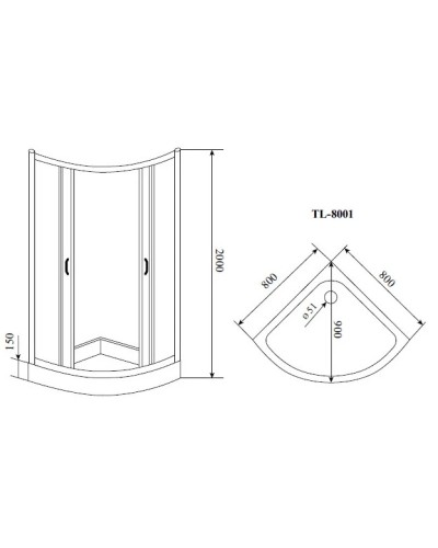 Душевой уголок с поддоном 80x80 см Timo TL-8001 F матовое