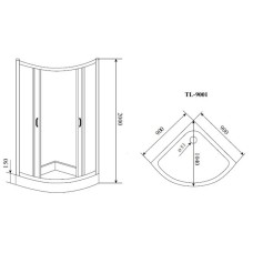 Душевой уголок с поддоном 90x90 см Timo TL-9001 R прозрачное с рисунком