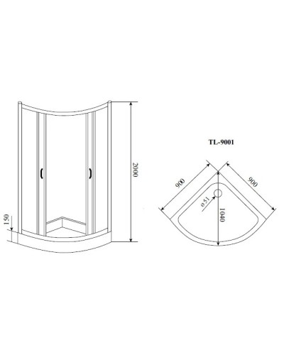 Душевой уголок с поддоном 90x90 см Timo TL-9001 R прозрачное с рисунком