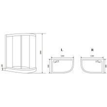 Душевой уголок с поддоном 120x80 см Timo BY-549 R прозрачное