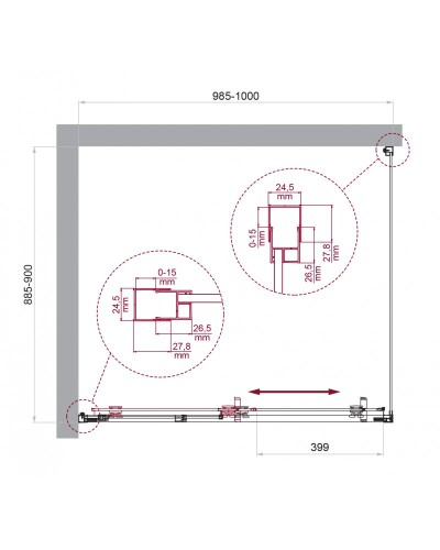 Душевой уголок BelBagno LUCE-AH-1-100/90-C-Cr