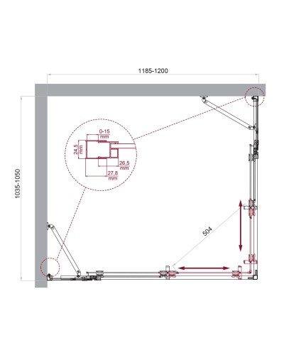 Душевой уголок BelBagno LUCE-AH-22-120/105-C-Cr
