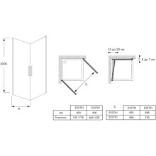 Душевой уголок 77,8х77,8 см Jacob Delafon Contra E22T81-GA + E22T81-GA прозрачное