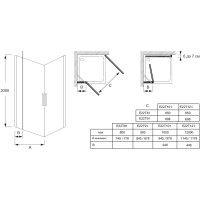 Душевой уголок 117,8х77,8 см Jacob Delafon Contra E22T81-GA + E22T121-GA прозрачное