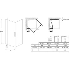 Душевой уголок 97,8х87,8 см Jacob Delafon Contra E22T91-GA + E22T101-GA прозрачное