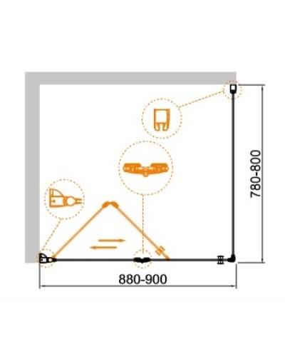 Душевой уголок CEZARES ECO-O-ASH-1-90/80-C-Cr