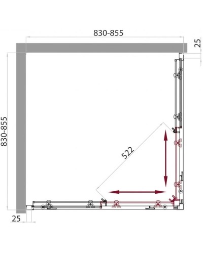 Душевой уголок 85х85 см BelBagno Sela SELA-A-2-85-P-Cr текстурное стекло
