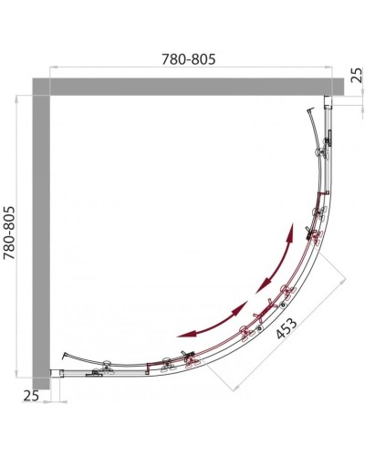 Душевой уголок 80х80 см BelBagno Sela SELA-R-2-80-P-Cr текстурное стекло