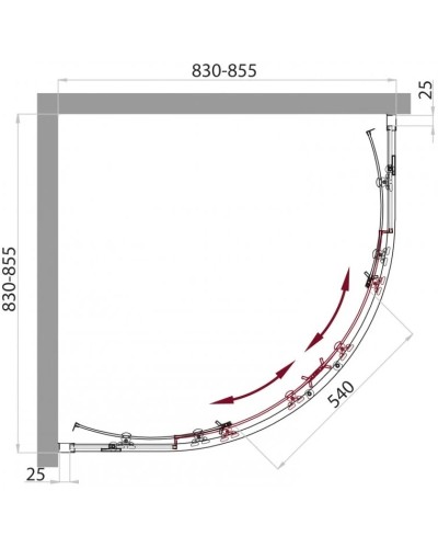Душевой уголок 85х85 см BelBagno Sela SELA-R-2-85-P-Cr текстурное стекло