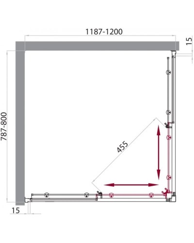 Душевой уголок 120х80 см BelBagno Uno UNO-AH-2-120/80-P-Cr текстурное стекло