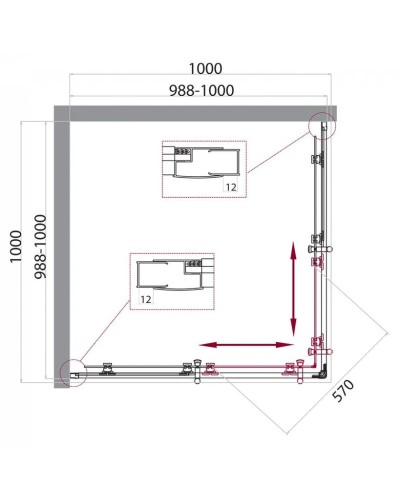 Душевой уголок BelBagno UNO-195-A-2-100-CH-CR