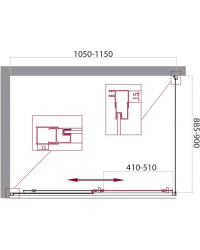 Душевой уголок 100-115x90 см BelBagno UNIQUE-AH-1-100/115-90-M-Cr матовое