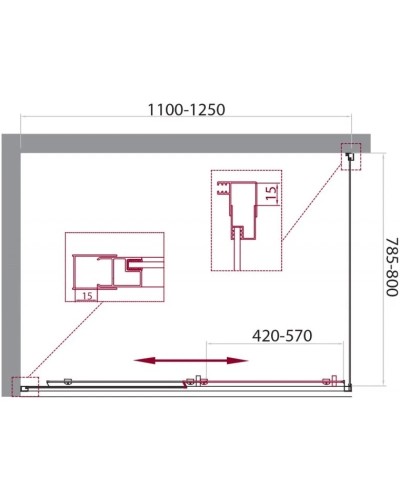 Душевой уголок 110-125x80 см BelBagno UNIQUE-AH-1-110/125-80-M-Cr матовое