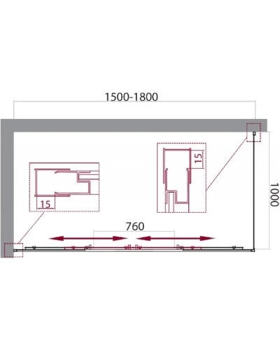 Душевой уголок 150-180x100 см BelBagno UNIQUE-AH-21-150/180-100-M-Cr матовое