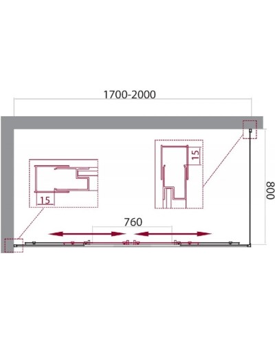 Душевой уголок 170-200x80 см BelBagno UNIQUE-AH-21-170/200-80-M-Cr матовое