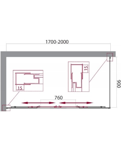 Душевой уголок 170-200x90 см BelBagno UNIQUE-AH-21-170/200-90-M-Cr матовое