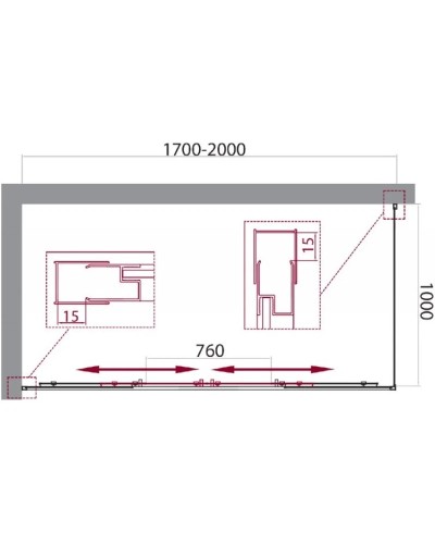 Душевой уголок 170-200x100 см BelBagno UNIQUE-AH-21-170/200-100-M-Cr матовое