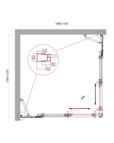 Душевой уголок BelBagno LUCE-A-22-90+20-C-Cr