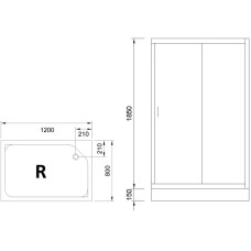 Душевой уголок с поддоном 120х80 см Royal Bath RB8120HP-T-R прозрачное