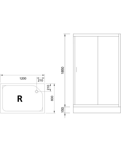 Душевой уголок с поддоном 120х80 см Royal Bath RB8120HP-T-R прозрачное