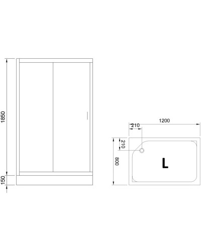 Душевой уголок с поддоном 120х80 см Royal Bath RB8120HP-T-L прозрачное