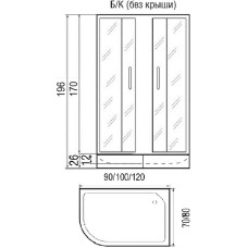 Душевой уголок без поддона 90х70х170 см River DON 90/70/26 МТ R