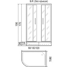 Душевой уголок без поддона 100х80х170 см River DON 100/80/26 МТ R
