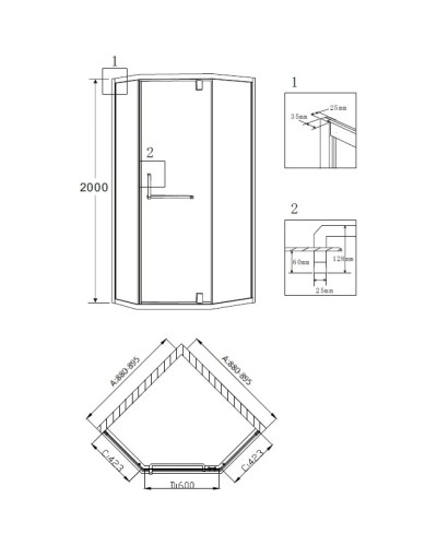 Душевой уголок 89х89 см Grossman Pragma PR-90SD прозрачное