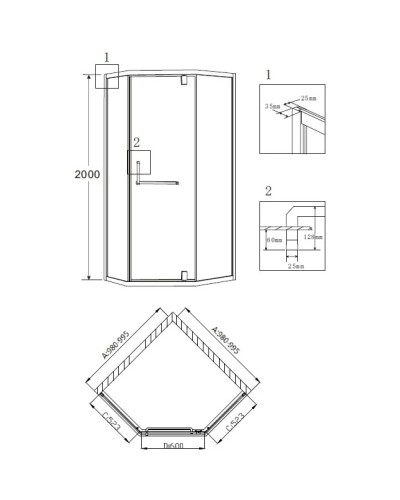 Душевой уголок 99х99 см Grossman Pragma PR-100GD прозрачное