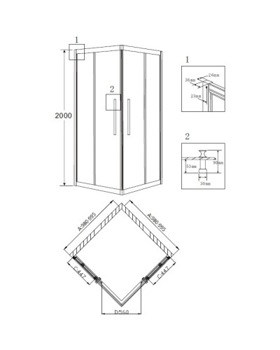 Душевой уголок 99х99 см Grossman Pragma PR-100SQ прозрачное