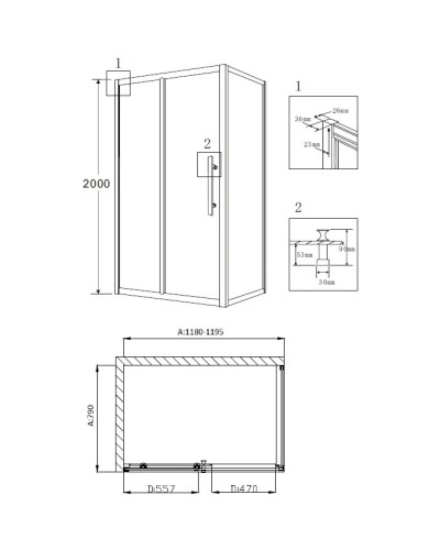 Душевой уголок 119х79 см Grossman Pragma PR-120SQL прозрачное
