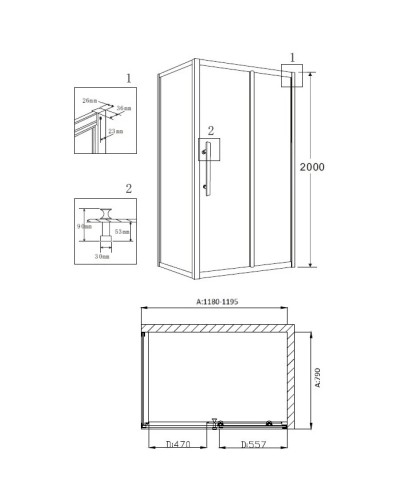 Душевой уголок 119х79 см Grossman Pragma PR-120SQR прозрачное
