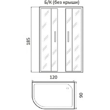 Душевой уголок без поддона 120х90х185 см River DON XL 120/90/24 МТ R
