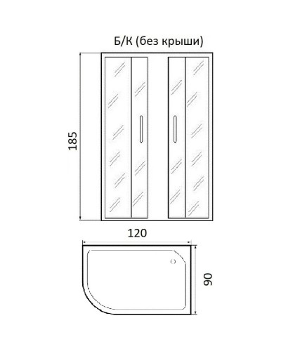 Душевой уголок без поддона 120х90х185 см River DON XL 120/90/24 МТ R