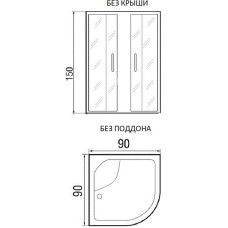 Душевой уголок без поддона 90х90х150 см River DON LIGHT 90/44 МТ