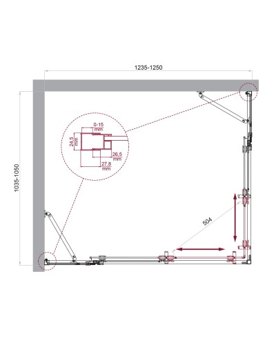Душевой уголок BelBagno LUCE-AH-22-125/105-C-Cr