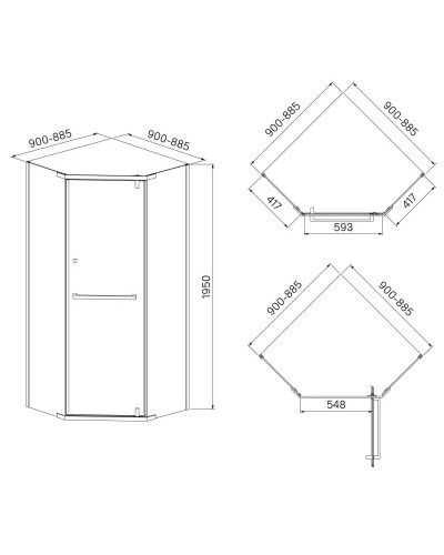 Душевой уголок 90х90 см IDDIS Steel STE8SS9i23 прозрачное