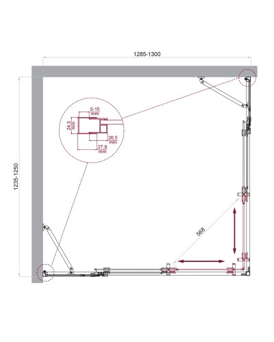 Душевой уголок BelBagno LUCE-AH-22-130/125-C-Cr